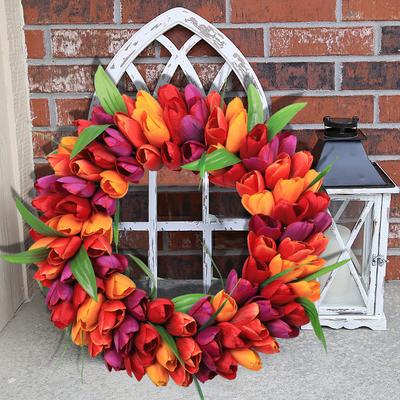 Decorative Wreath Simulation Tulip Wreath Crypto Home Living Room Decorative Pendant Wreath