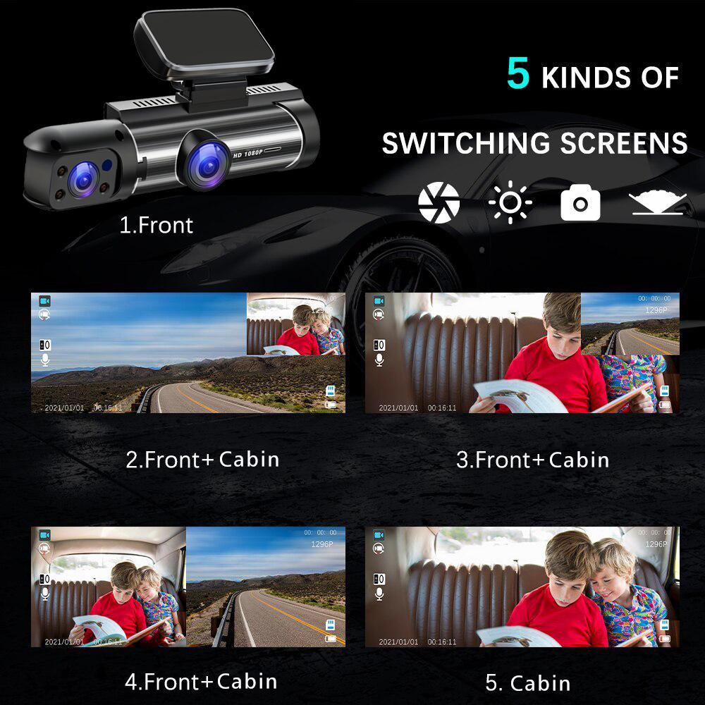 Dual Lens Dash Cam Car DVR FHD 1920*1080P Dash Camera Cabin Dashcam Vehicle Video Drive Recorder Interior Mini Dvrs Black Box