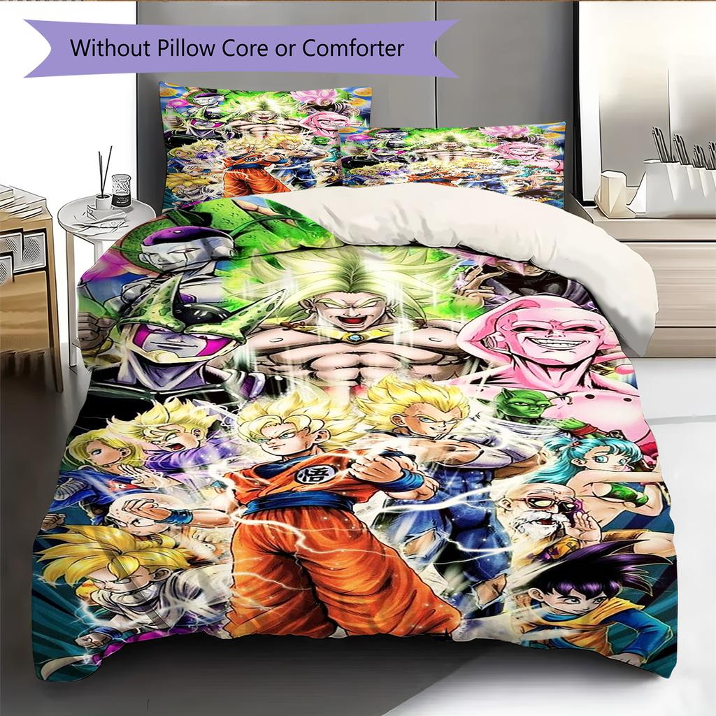 Set cu cuvertură și fețe de pernă cu model de desene animate Decorare casă Cadou de ziua de naștere (1 * husă de pilotă + 2 * fețe de pernă, fără miez)