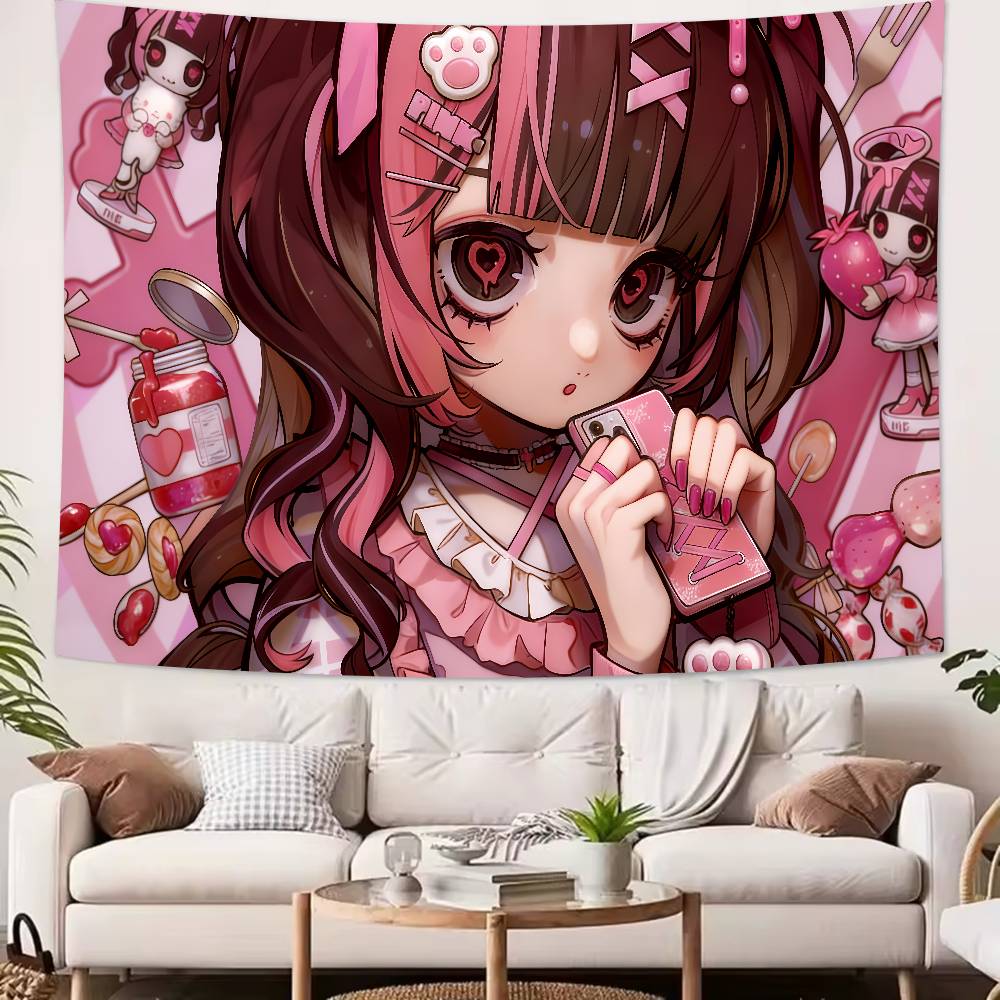 Luxury Fashion Hot Cute Pink Angel Tapestry Decoration Bedroom Dormitory Background Cloth Holiday Home Living Room Club Tapestry