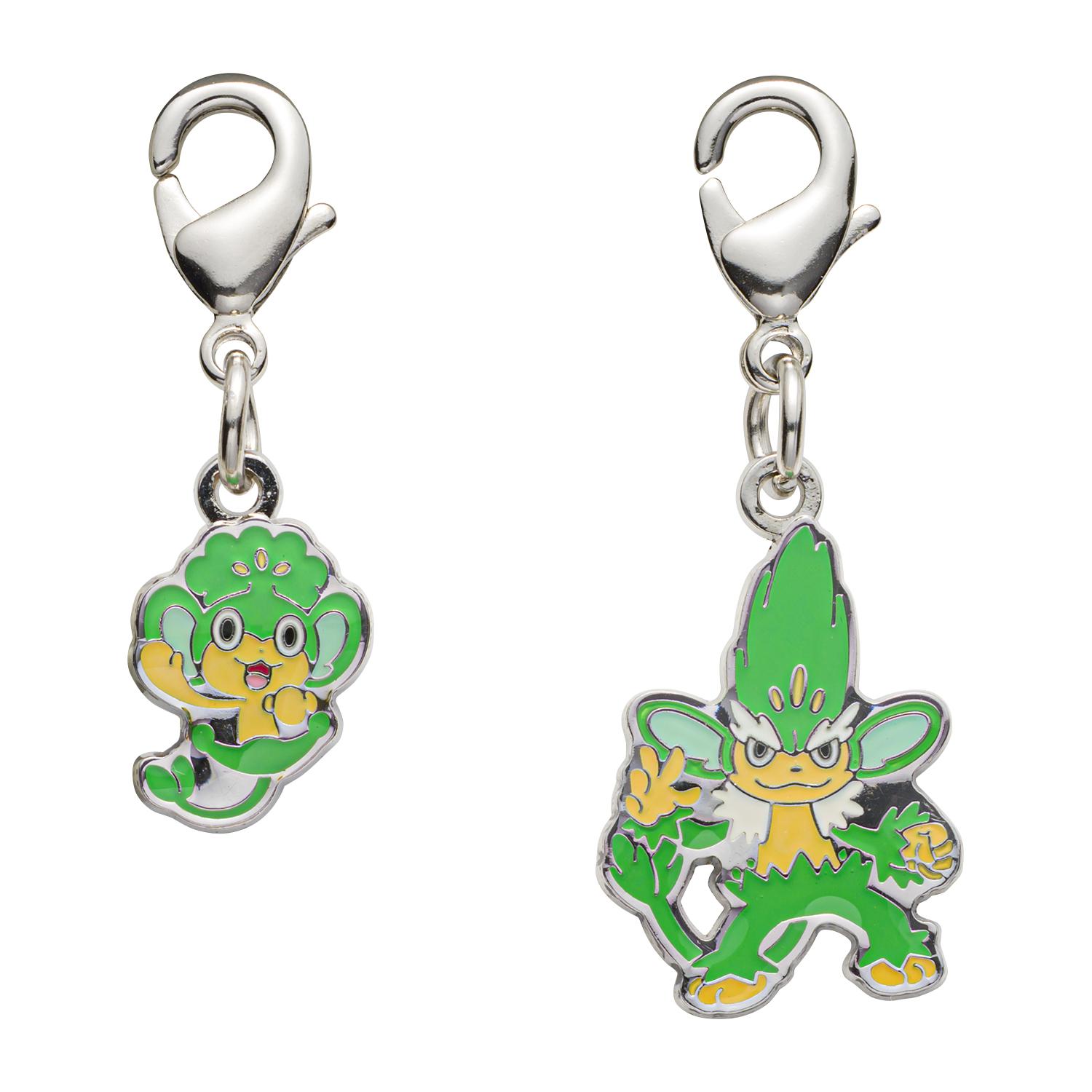 [Pokemon] Pokemon Center National Pokedex Metal Charm: Pansage (#511) & Simisage (#512)