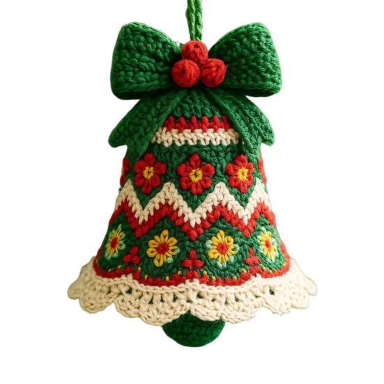 Handmade Christmas Bell Ornament DIY Knitted Santa Claus Bell Crochet