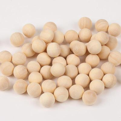 Perles Rondes en Bois Naturel Massif - Petites Perles Libres de Couleur Bois Naturel