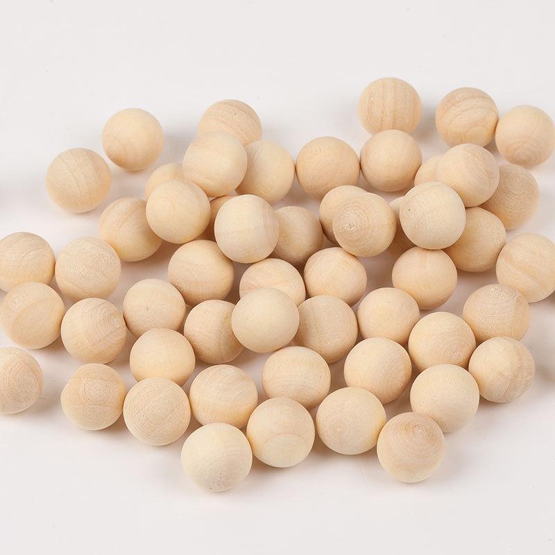 Solid Natural Wood Round Beads - Small Loose Beads In Natural Wood Color