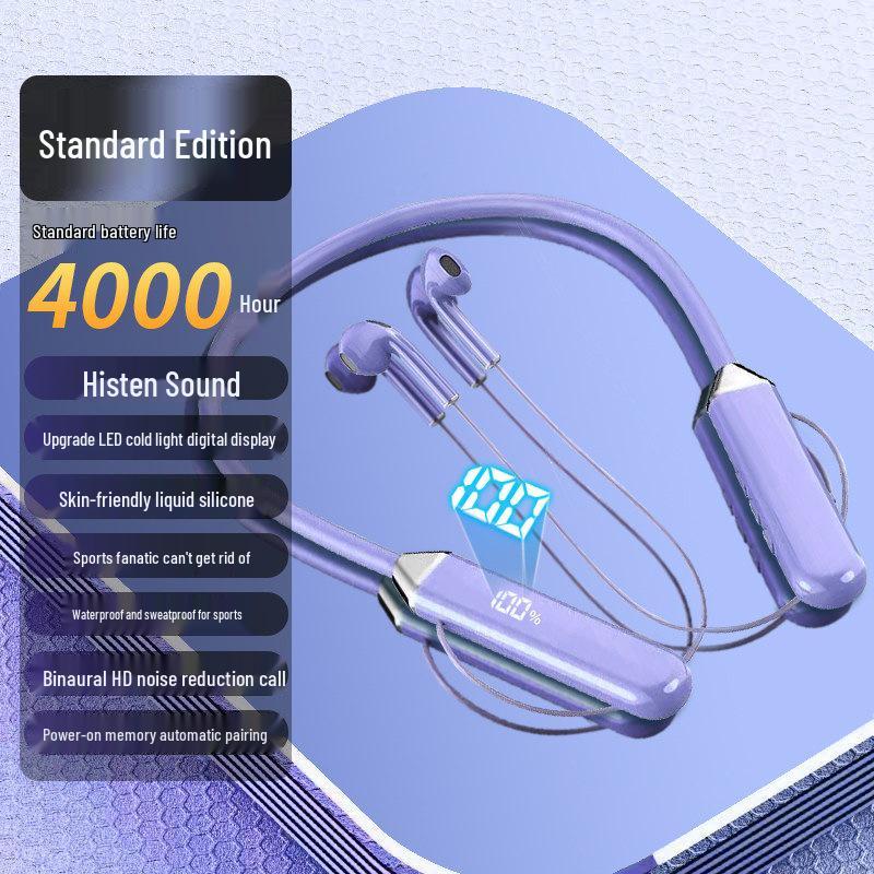 

Bluetooth Sports Neckband Headset with Super Bass & Long Battery Life - Compatible with Apple, vivo, Xiaomi, OPPO, Huawei