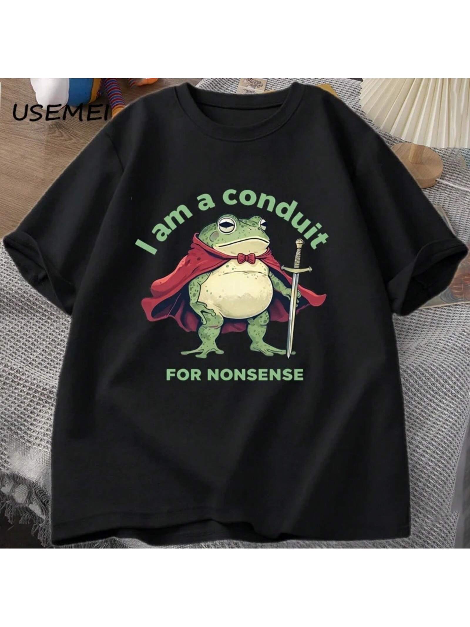 I Am A Conduit For Nonsense T-Shirt Funny Frog Weirdcore Sayings Tshirt Tee Adults Unisex Graphic Humor unisex Clothing S разноцветный