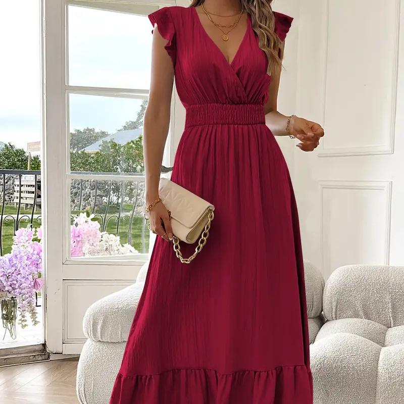 Rochie lungă de vară pentru femei, la modă și casual, cu mâneci scurte