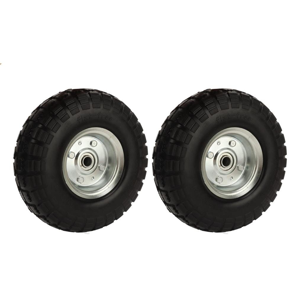 2Pcs 10in Solid Tire Set Inflation Free PU Foam Deep Groove Ball Bearing Solid Tyre Replacement for Garden Vehicles