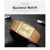 WWOOR Luxury Gold Watch Men Square Quartz Slim Steel Mesh Waterproof Sports Automatic Date Wrist Watches Relogio Masculino
