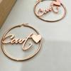 Personalized Name Hoop Earrings 18K Gold Plate Nameplate Hoops Custom Letter Minimalist Hoop Earring Stainless Steel Jewelry