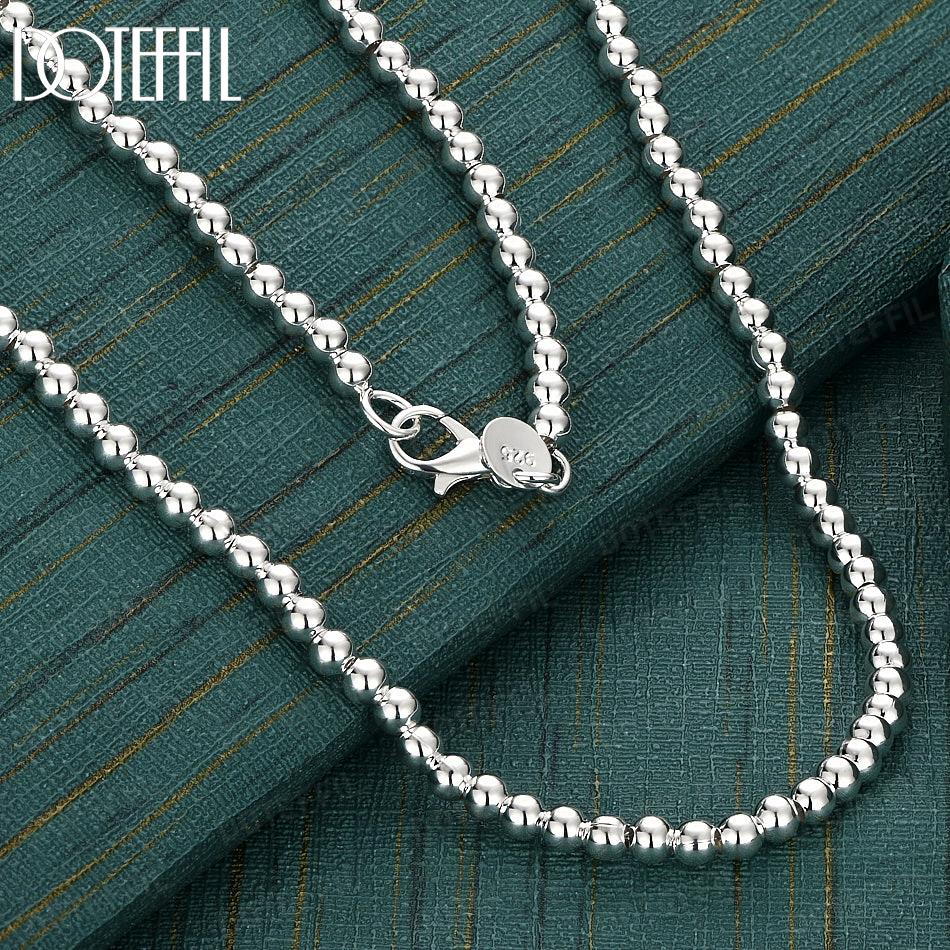 

Модное ожерелье из стерлингового серебра 925 пробы, 16-30 дюймов, с бусинами 4 мм, свадебные украшения 40cm