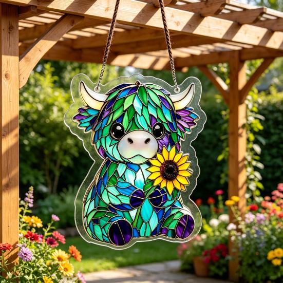 Suncatcher Stained Glass Puzzle Acrylic Pendant Light Refraction Window Hanging Jigsaw for Home Decor