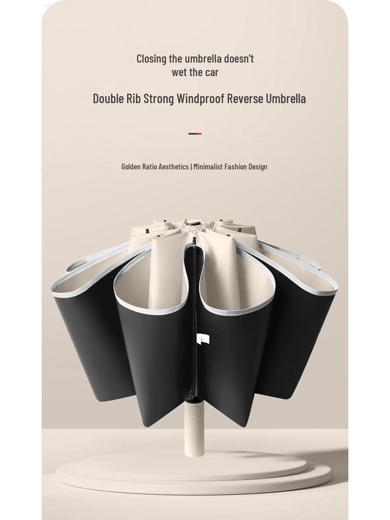 Dual-Purpose Automatic Folding UV Umbrella with 20 Ribs - Reinforced Black Glue for Sun and Rain Protection