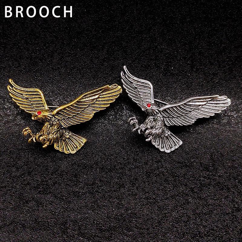European & American Eagle Brooch - High-End Retro Fashion Pin for Men’s Clothing Accessories