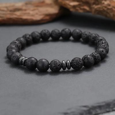 New Men Gift Handmade Tiger Eyes Lava Hematite Stone Bracelet Men Women 8 Colors Various Size Leisure Versatile Accessories