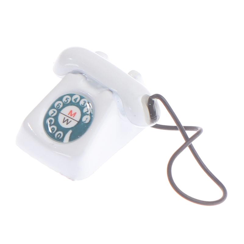 

Украшение кукольного домика Ретро телефон для кукольного использования Миниатюрный телефон Детские игрушки белый