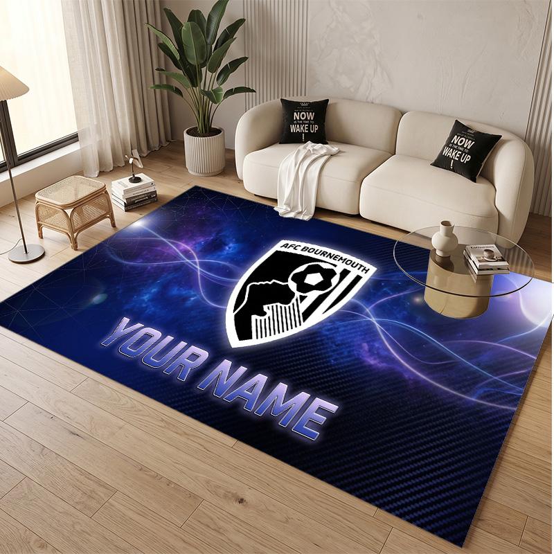 Personalized Crystal Velvet Carpet Bournemouth Football Pattern Non Slip Floor Rug