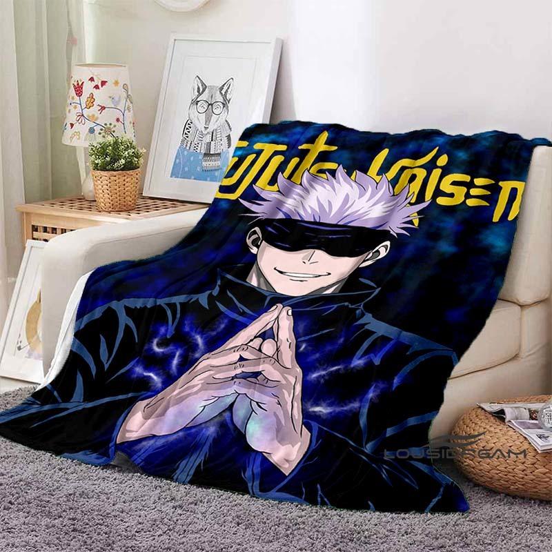 Jujutsu Kaisen Cartoon-Themed Flannel Blanket — Soft & Cozy Throw for Bed, Sofa, or Picnic Use — A Great Gift for Kids