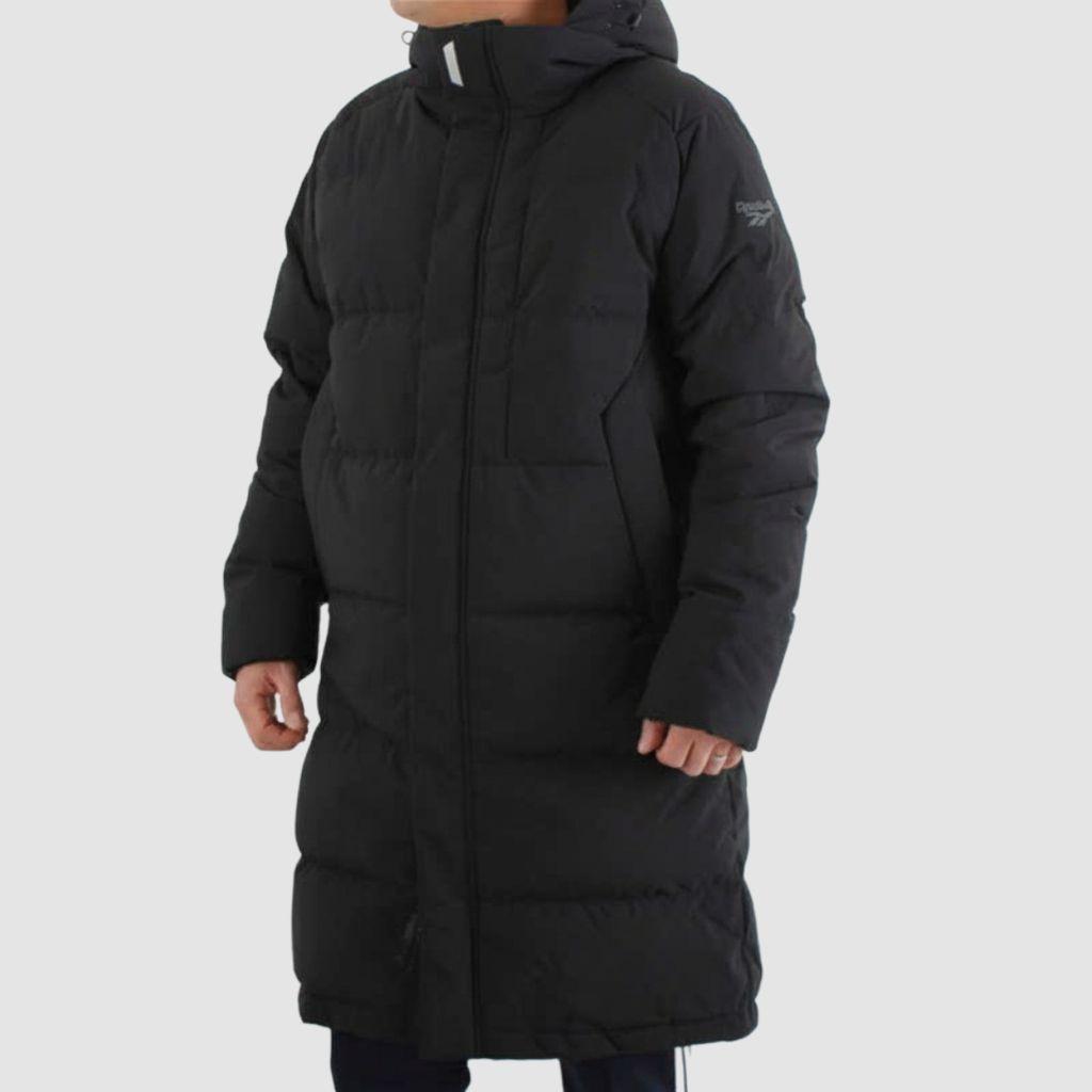 Reebok Warm Sports Casual Zipper Hooded Mid-Length Down Jacket Men Outerwear EJ8473