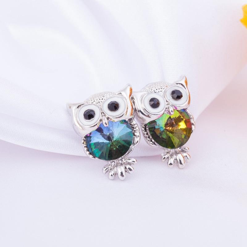

Женские серьги-гвоздики с большими глазами и милой совой, инкрустированные цирконом разноцветный