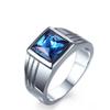 Stainless Steel Big Blue Stone Ring for Men Trendy Men's Jewelry Wholesale