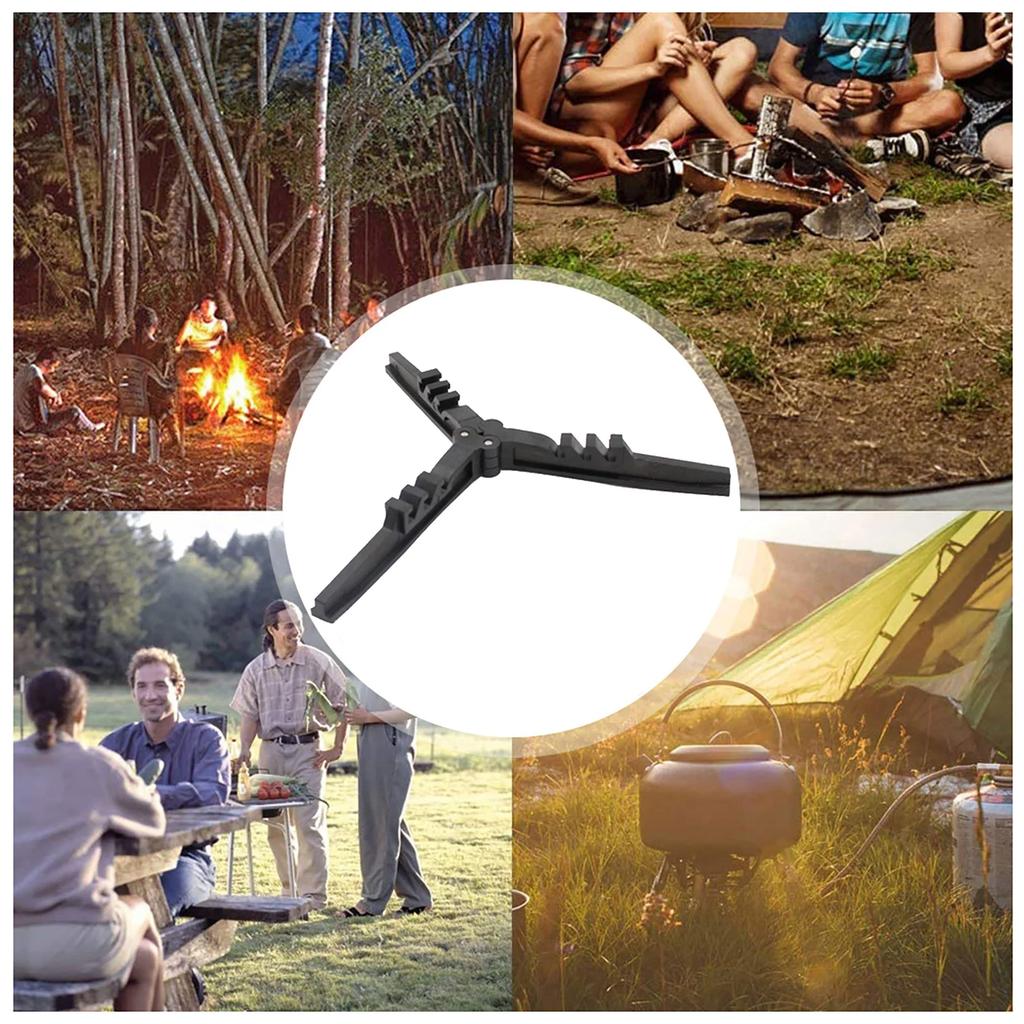 Folding Fuel Can Canister Stand Tripod Foldable Fuel Can Stabilizer Portable Compact Butane Gas Tank Bracket for Camping Stoves