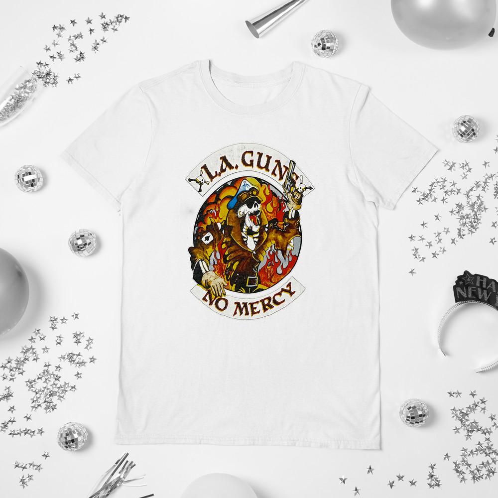 LA Guns No Mercy Short Sleeve WHite Men S-234XL T-Shirt EN754 Unisex T-Shirt XXXL