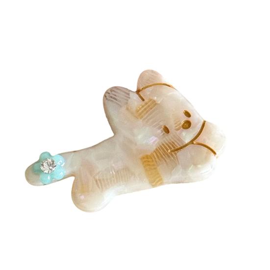 

Girl Hairpin Rhinestones-Encrusted Flowers Soft Cartoon Puppy Shape Acetate Plate Hair Clip Side Bang Hair Pin Hair Accessory белый