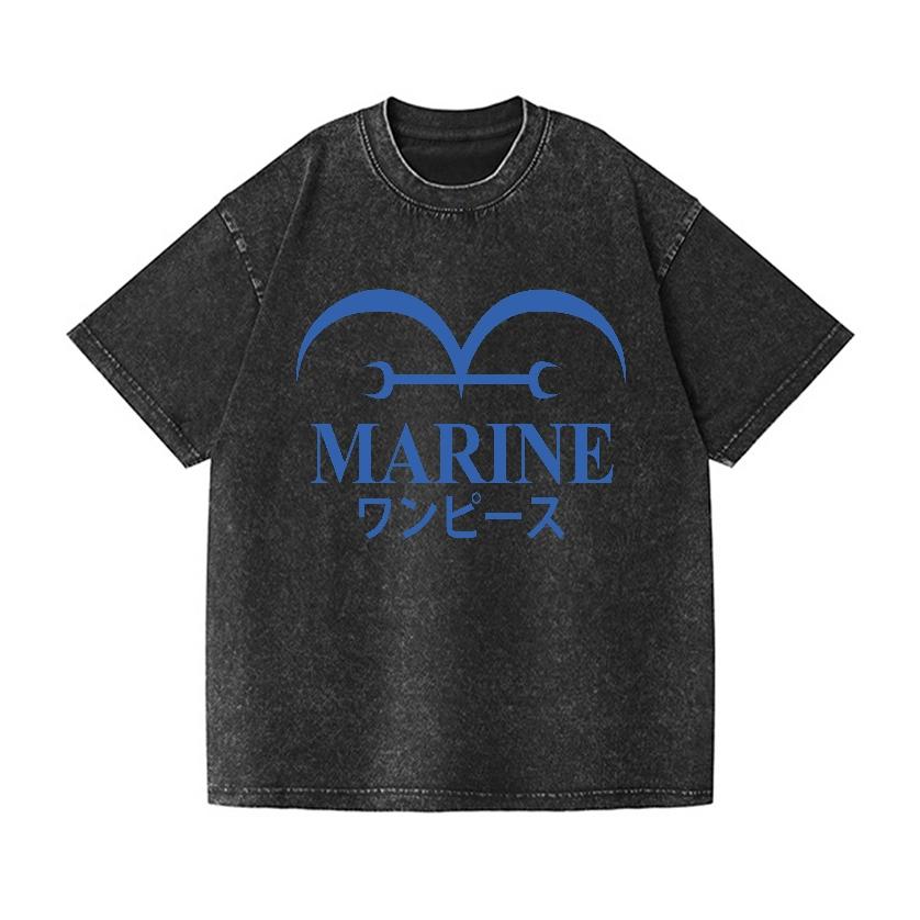 

Marine Vintage Wash Japanese Design T-Shirt High-quality Streetwear Men s Clothing Wash T Shirt S