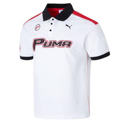 Sports Casual Color Block Polo Short Sleeve T-Shirt Unisex Tops White 633644-02