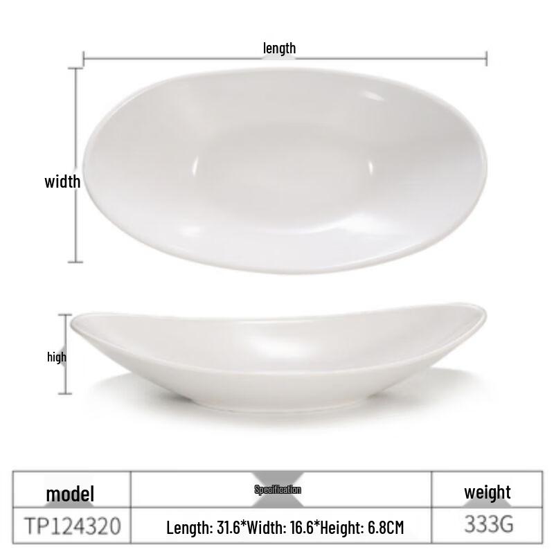 White Oval Melamine Dinner Plates, 5-Pack
