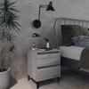 Bedside Table - Maison Exclusive - Metal Legs - 2 Drawers - Sonoma Grey