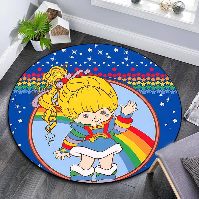 Rainbow Brite,Round Area Rug,Carpet Rug for Living Room Bedroom Sofa Playroom Decor,Non-slip Floor Mat