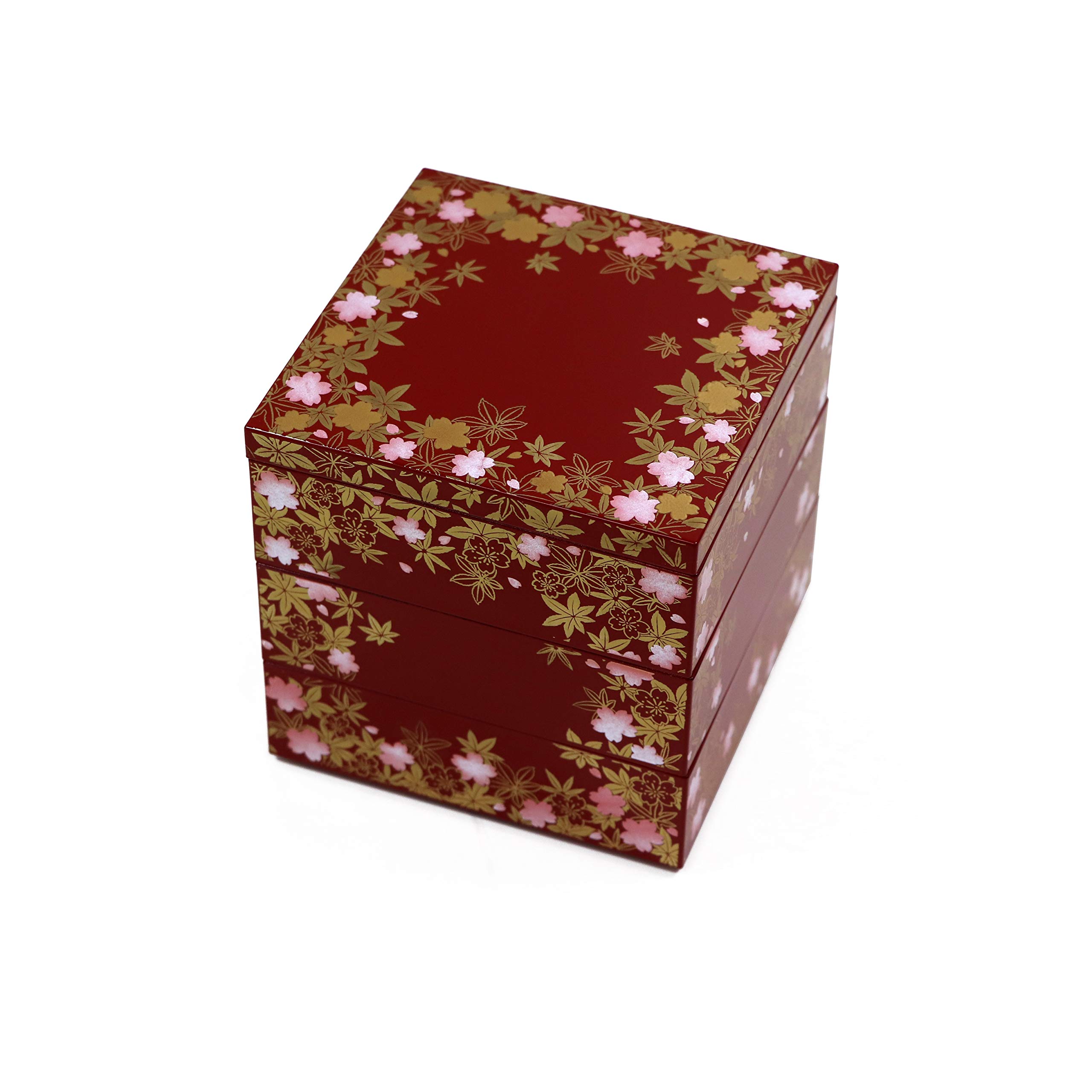 

Osaka Choseido Jubako Yamanaka Original Cooler Bonus Perfect for Sports Days and New Eve Meals (Shunju) 3-Tiered Box, 12cm, Vermilion, Lacquer, Bag,