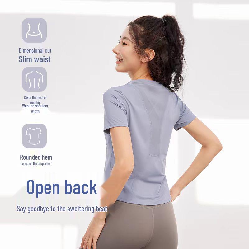 Women's Quick-Dry Mesh Yoga Top - Anti-Exposure, Short Sleeve, Summer Slimming.