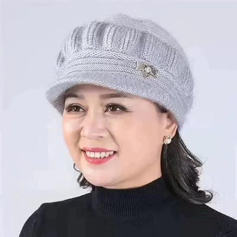 

Wife wool hat winter new plush thickened knitted hat women s duck tongue pumpkin hat warm hat Fleece elastic