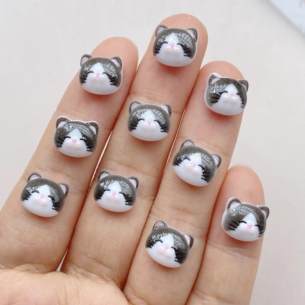 50Pcs Cute Cartoon Mini Cat, Little Fish Series Nail Art Resin Designer Charms DIY Craft For Nail 3D Decorations Jewelry