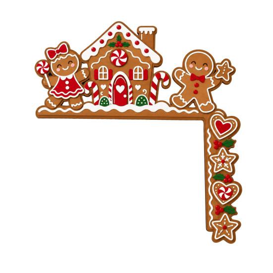 Gnome Door Frame Decoration Christmas Wooden Corner Decor, Festive Gnome/Gingerbread House/Letter Sign, No Holiday Ornament Drill Topper for