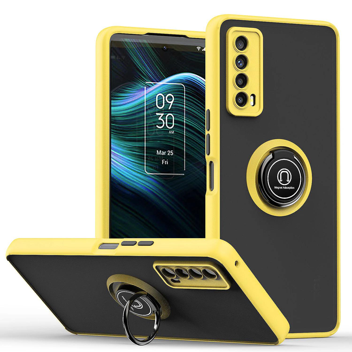 Coque Army pour TCL 30 XE 5G 20 XE TCL Stylus T779W 5087Z 5087Z Support Magnétique Anneau pour Voiture Protection Silicone Coque Rigide pour Téléphone TCL 30 XE 5G jaune