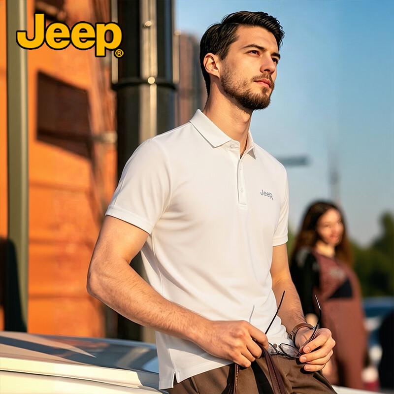 JEEP Men s Solid Cool-Feel Anti-Wrinkle Polo Shirt 4XL