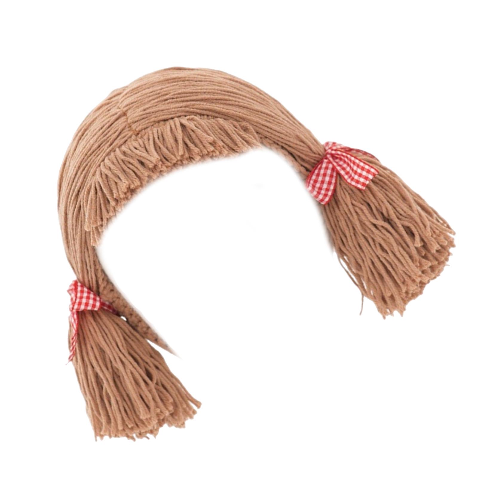 

Детская шапка-парик с челкой ручной работы для зимнего тепла и очарования, средняя часть, коса, шапка-бини, головной убор для косплея хаки