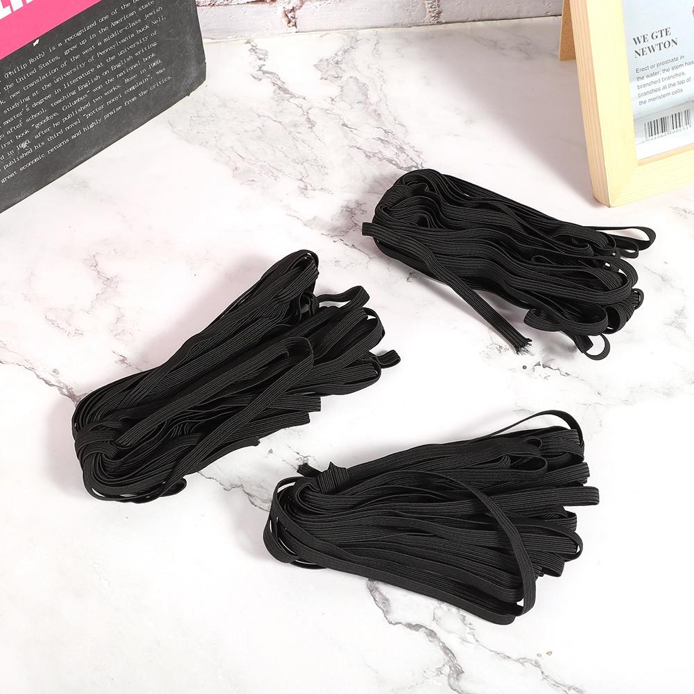 3 Bags 0.6cm 10m 32.8ft Flat Elastic Rope Cord Bands for Clothing Sewing DIY Craft ProjectBlack