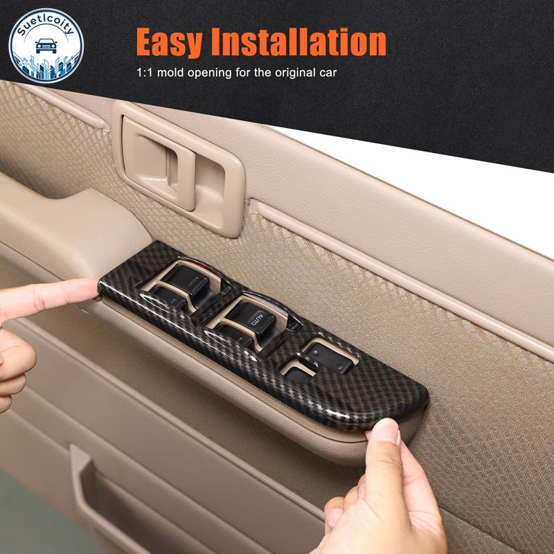 For Toyota Land Cruiser LC70 76 78 79 2007-2026 ABS Carbon Fiber Car Window Lift Switch Panel Cover Interior Car Accessories