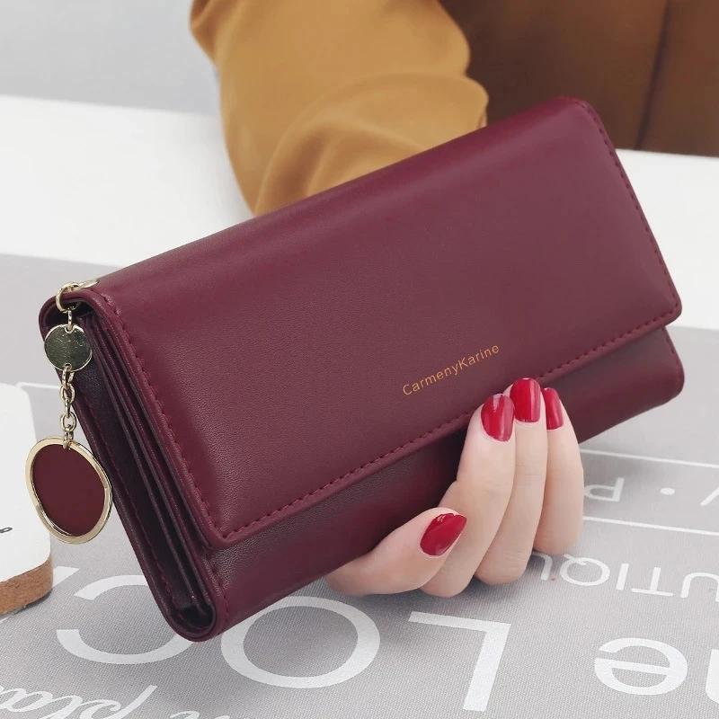 Yogodlns Lässiges langes Portemonnaie für Damen mit Anhänger PU-Leder Handtasche Mehrschichtige Clutch Einkaufs-Damen-Geldbörse Handy-Kartenhalter-Portemonnaie