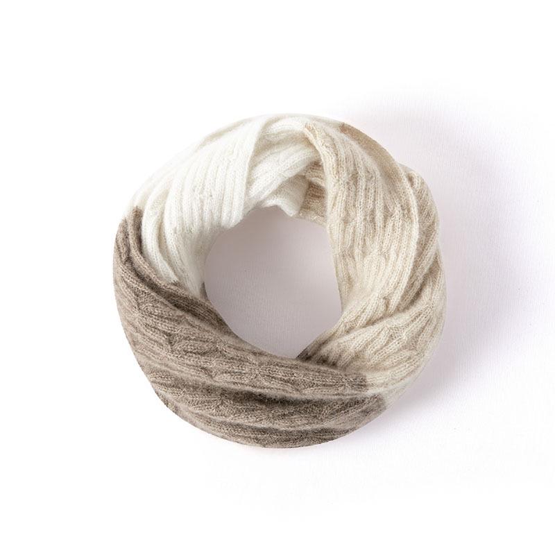 Women s Three-Color Cable Knit Cashmere Neck Warmer - Versatile Autumn/Winter Scarft