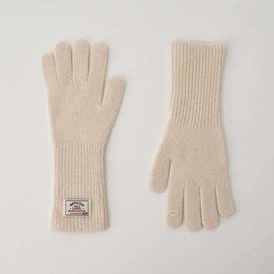 LOEIL Fingerhole Wool Knit Gloves - Ivory