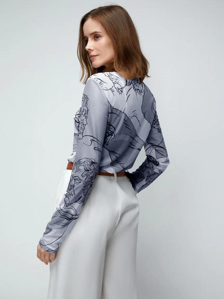 New Women's Mesh Print Slim Fit Long-Sleeve T-Shirt: European & American Spring/Autumn Fashion Trend