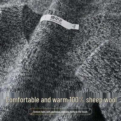 100% Wool Melange Round Neck Sweater