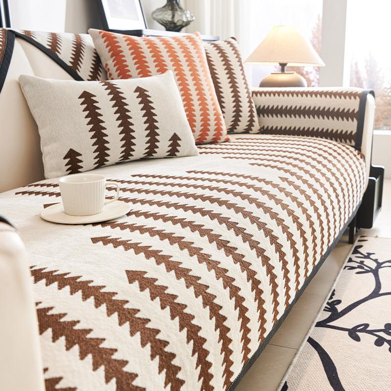 Nordic High-Grade Chenille Sofa Cushion Four Seasons Universal Seat Cushions Non-Slip Living Room Straight Sofa Cover Towel