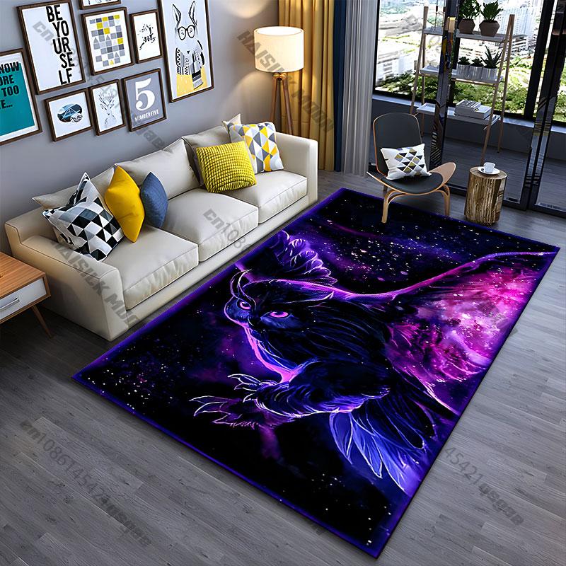 Mystical owl in cosmic night carpet Yoga living room room decor children s crawling mat doormat area rug games mat 40x60cm